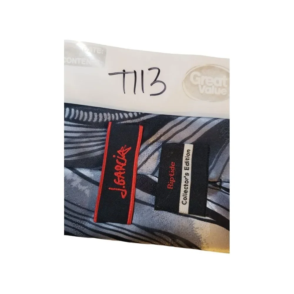 J Garcia 'Riptide'‎  Neck Tie Mens Black Gray Abstract Collectors Edition Silk